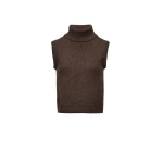 Magda Butrym Sleeveless wool turtleneck top in dark brown