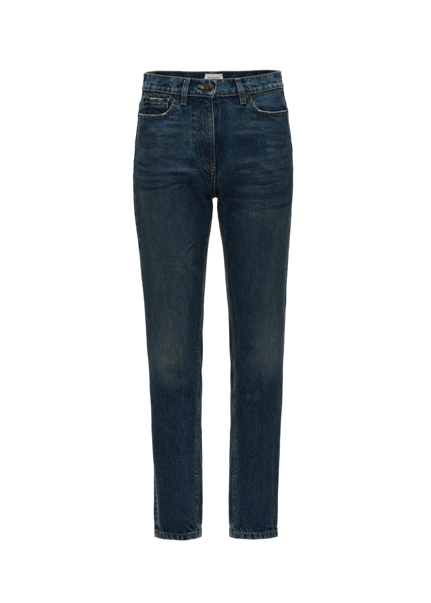 Magda Butrym Slim straight jeans in blue in Blue | Buy Pants at Luxury Shoes Magda Butrym Slim straight jeans in blue