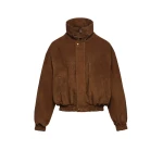 Magda Butrym Snap-collar leather aviator jacket in brown suede