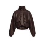 Magda Butrym Stand collar leather jacket in dark brown