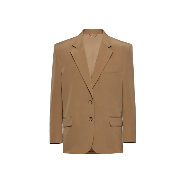 Straight-cut blazer with open lapel in beige
