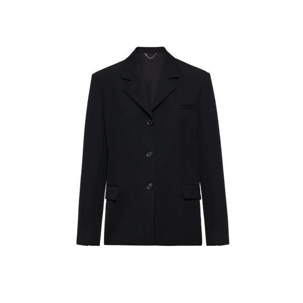 Straight-cut wool blazer in black