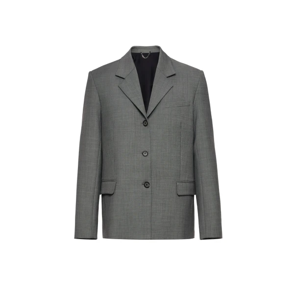 Straight-cut wool blazer in grey