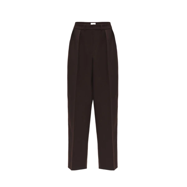 Straight-leg wool blend trousers in brown