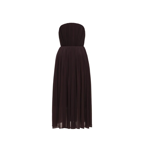 Magda Butrym Strapless pleated corset dress in burgundy
