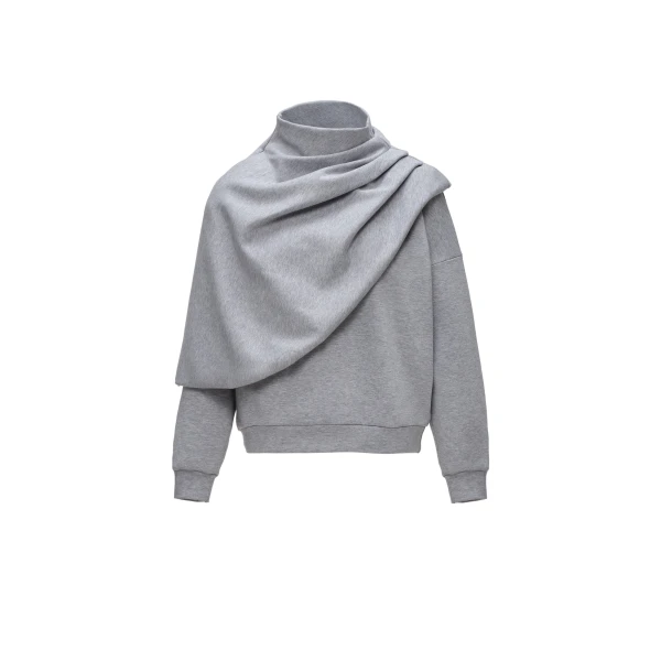 Sweatshirt with draped cape in grey