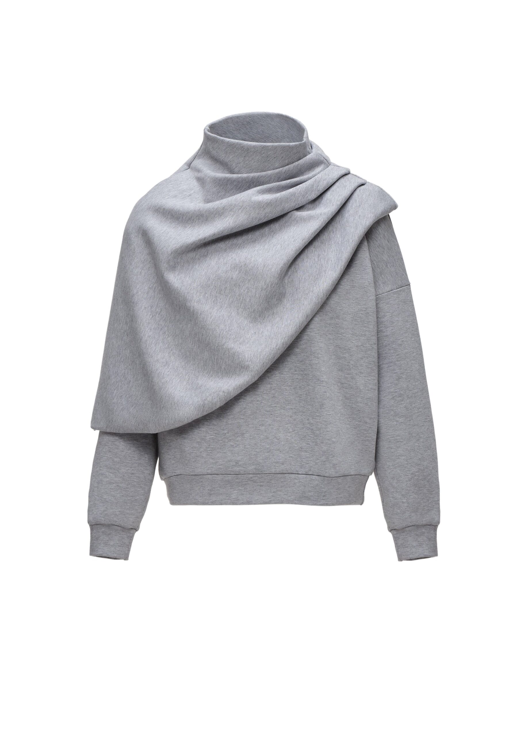 Magda Butrym Sweatshirt with draped cape in grey | Tops at Luxury Shoes Magda Butrym Sweatshirt with draped cape in grey