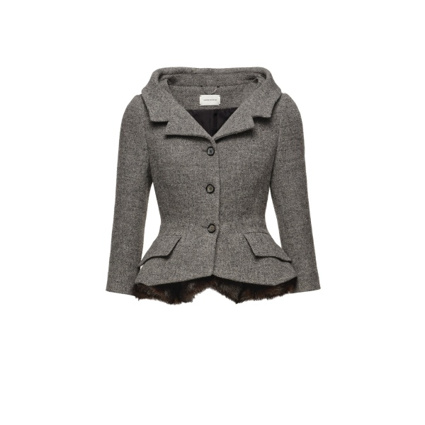 Magda Butrym Tailored blazer with faux fur peplum in grey
