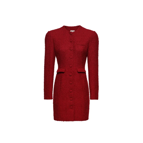 Tailored bouclé dress in red