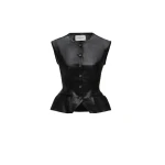 Magda Butrym Tailored flared vest in black leather