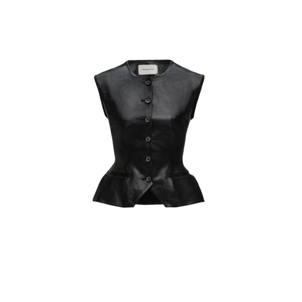 Magda Butrym Tailored flared vest in black leather