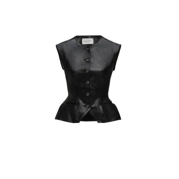 Magda Butrym Tailored flared vest in black leather