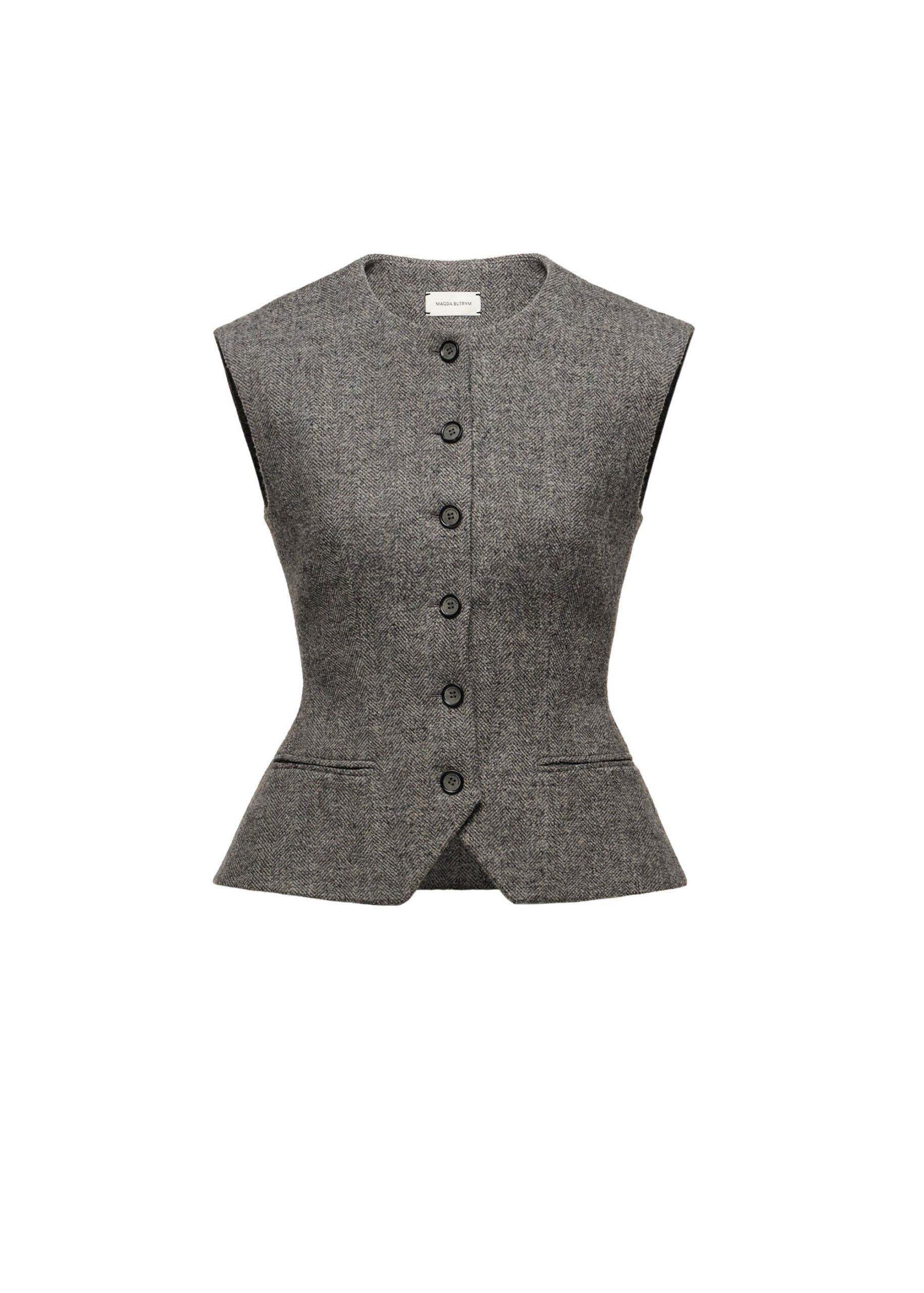 Magda Butrym Tailored wool-blend flared vest in grey | Vests at Luxury Shoes Magda Butrym Tailored wool-blend flared vest in grey