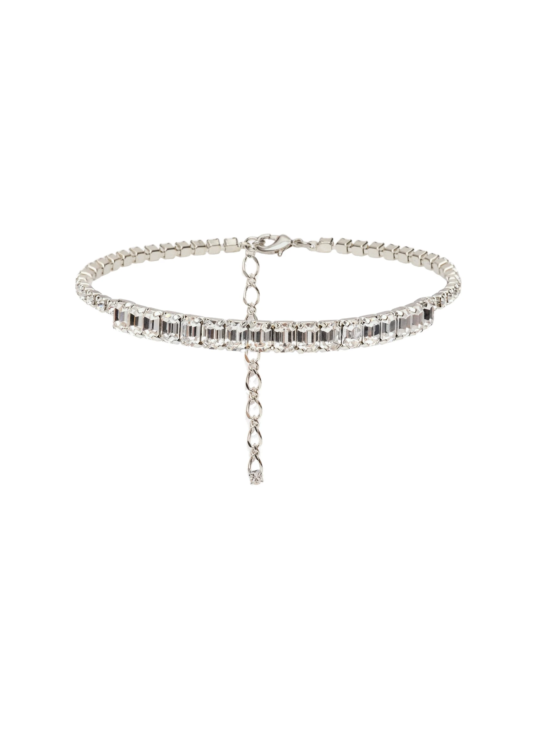 Magda Butrym Thin choker necklace with baguette-cut silver crystals | Luxury Shoes Magda Butrym Thin choker necklace with baguette-cut silver crystals