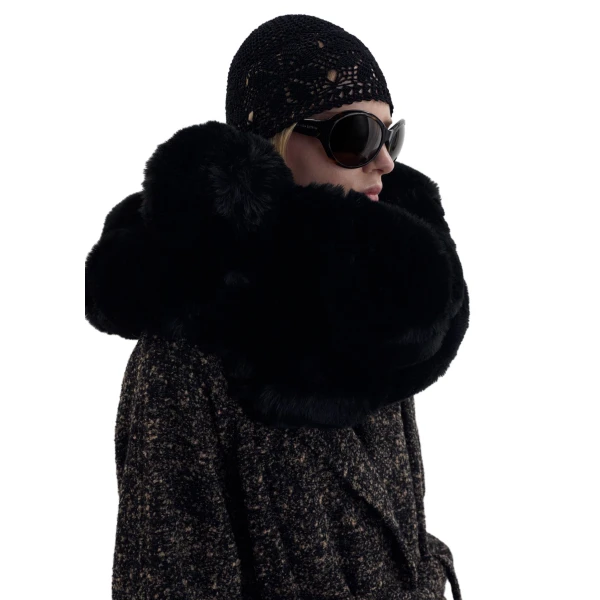Twisted faux fur stole in black - Image 3