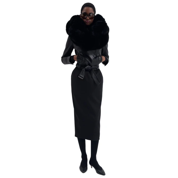 Twisted faux fur stole in black - Image 4