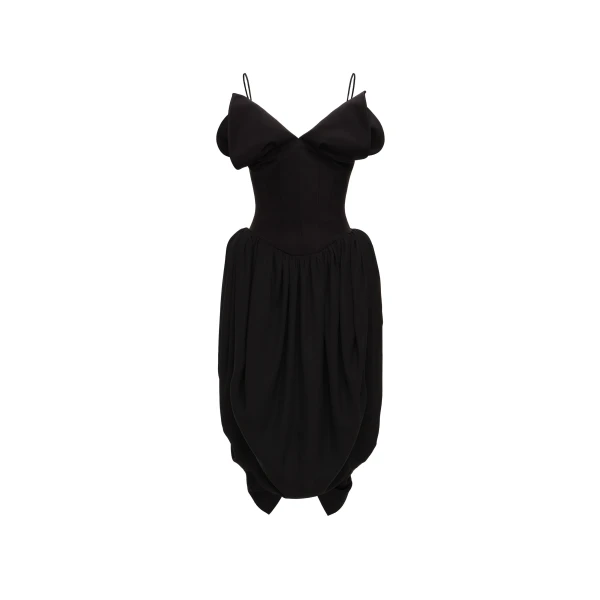 Magda Butrym V-neck corset midi dress in black