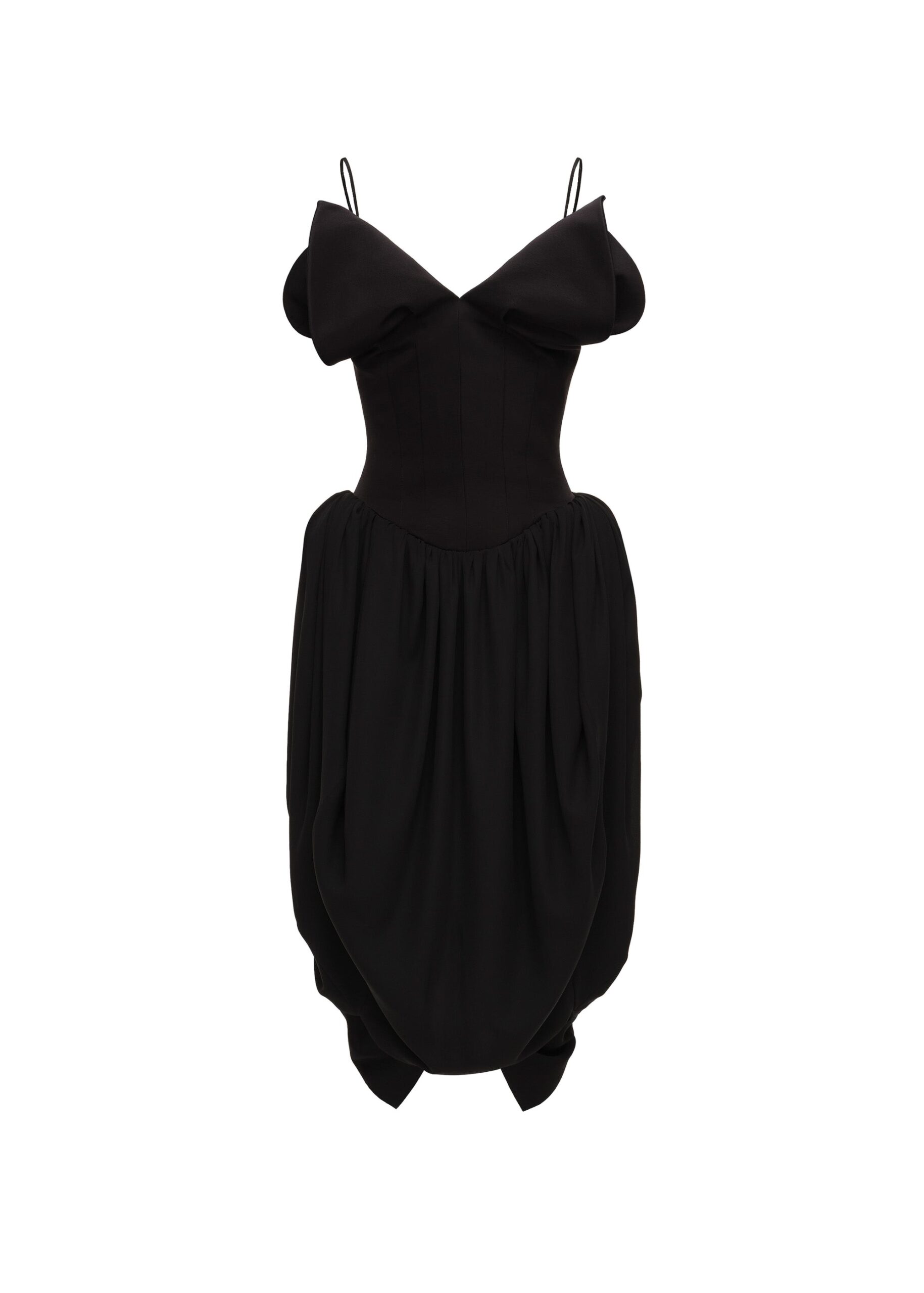 Magda Butrym V-neck corset midi dress in black | Luxury Shoes Magda Butrym V-neck corset midi dress in black