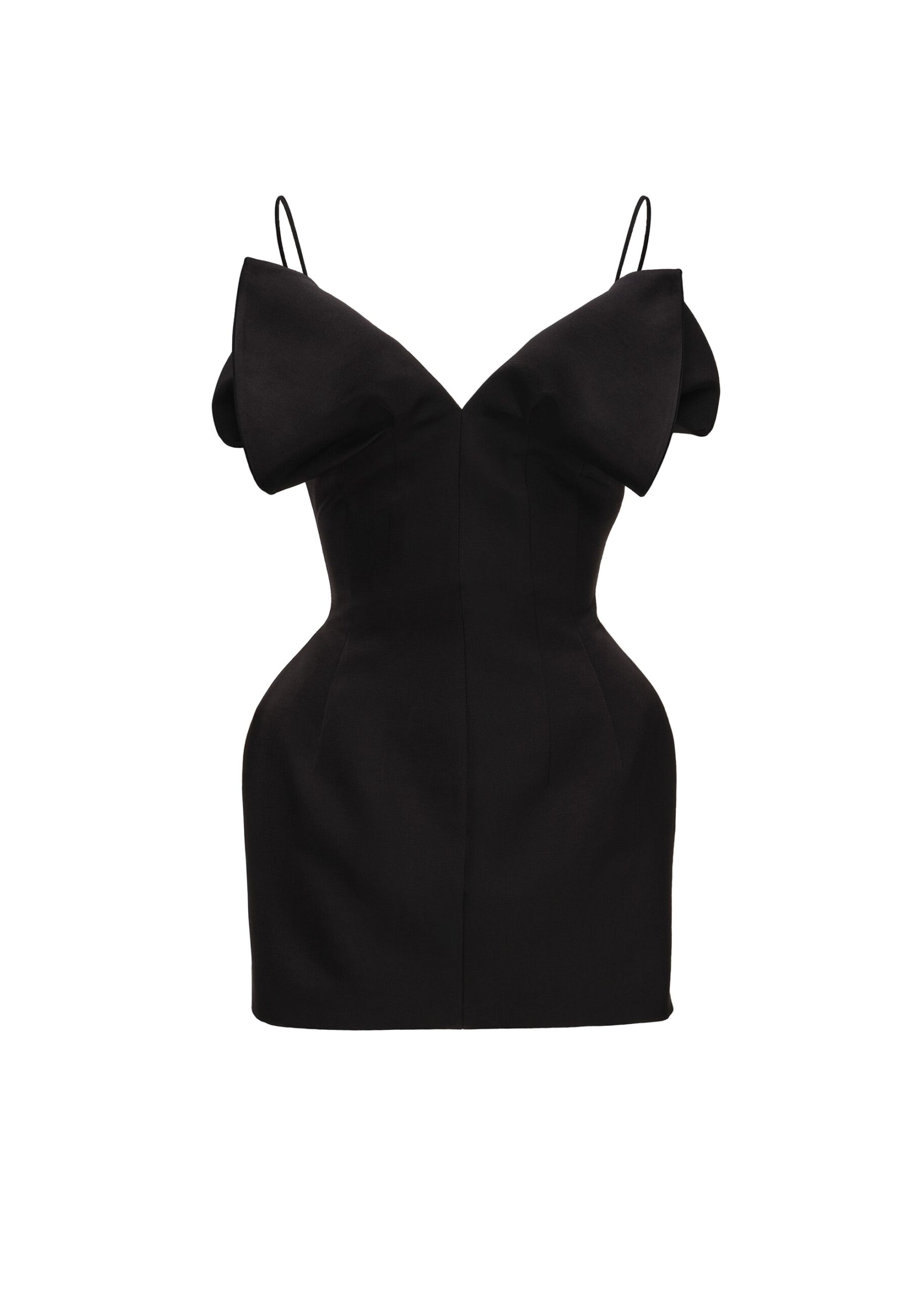 Magda Butrym V-neck corset mini dress in black | Luxury Shoes Magda Butrym V-neck corset mini dress in black