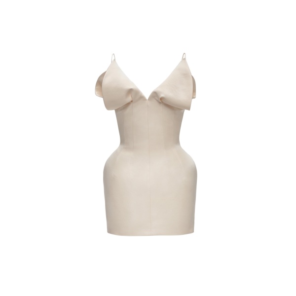 Magda Butrym V-neck corset mini dress in cream