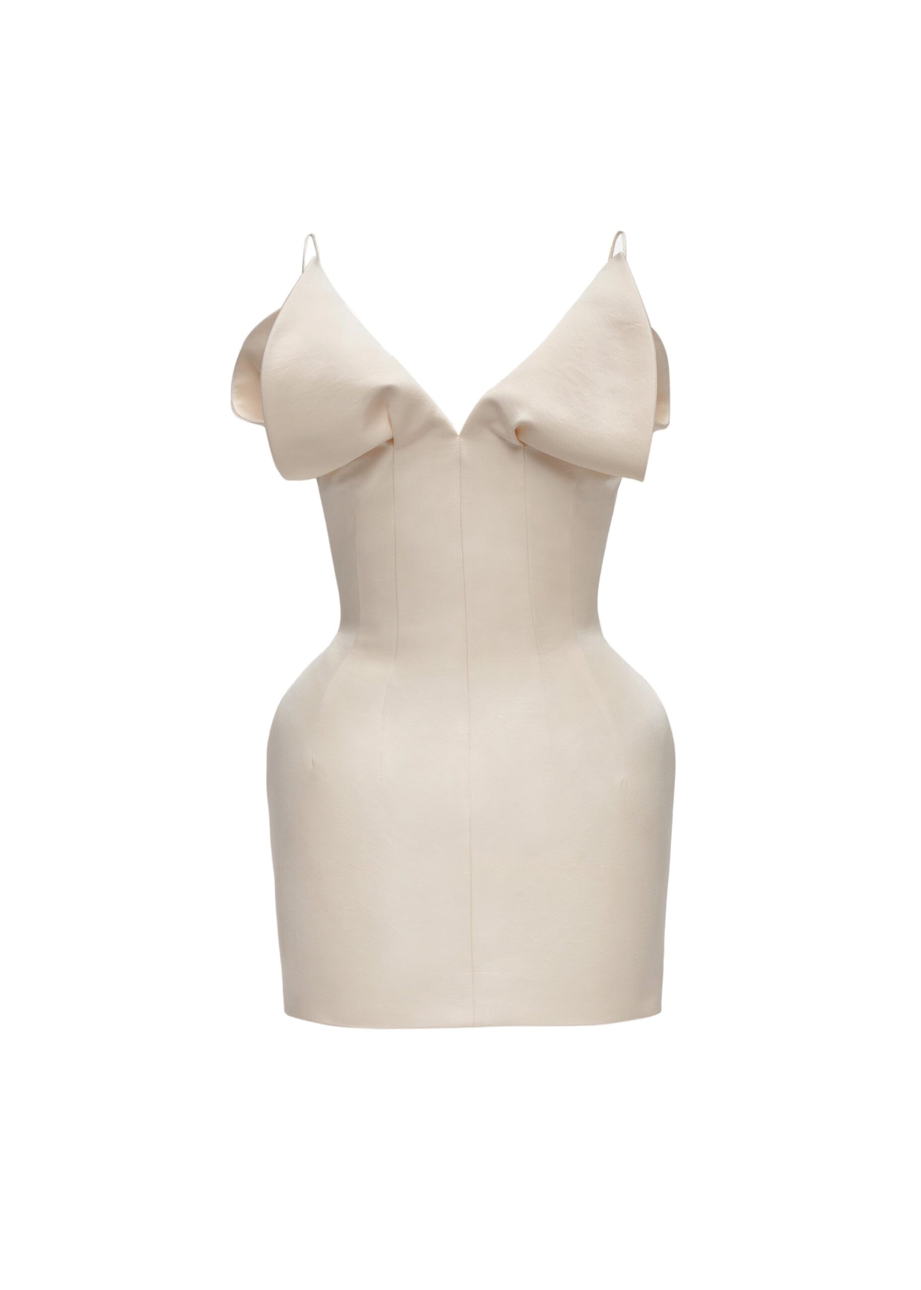 Magda Butrym V-neck corset mini dress in cream | Luxury Shoes Magda Butrym V-neck corset mini dress in cream
