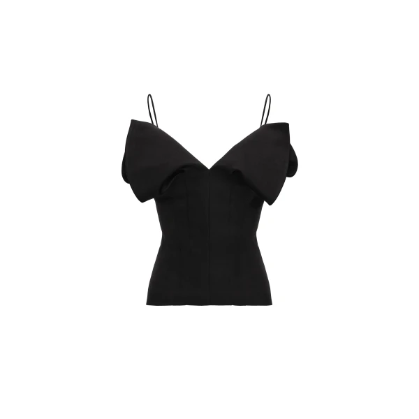 V-neck corset top in black