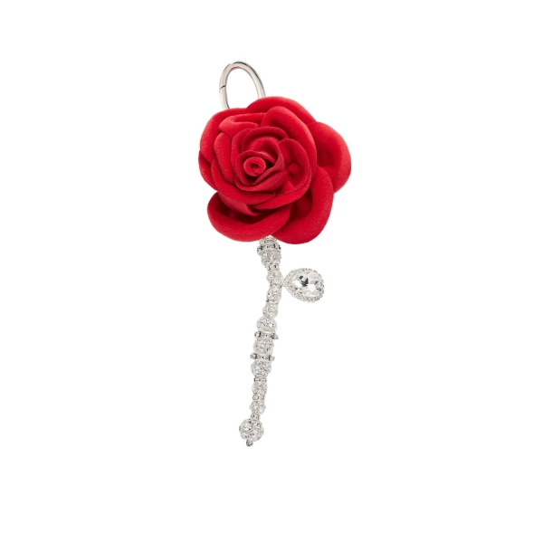 Magda Butrym Velvet rose keychain in red
