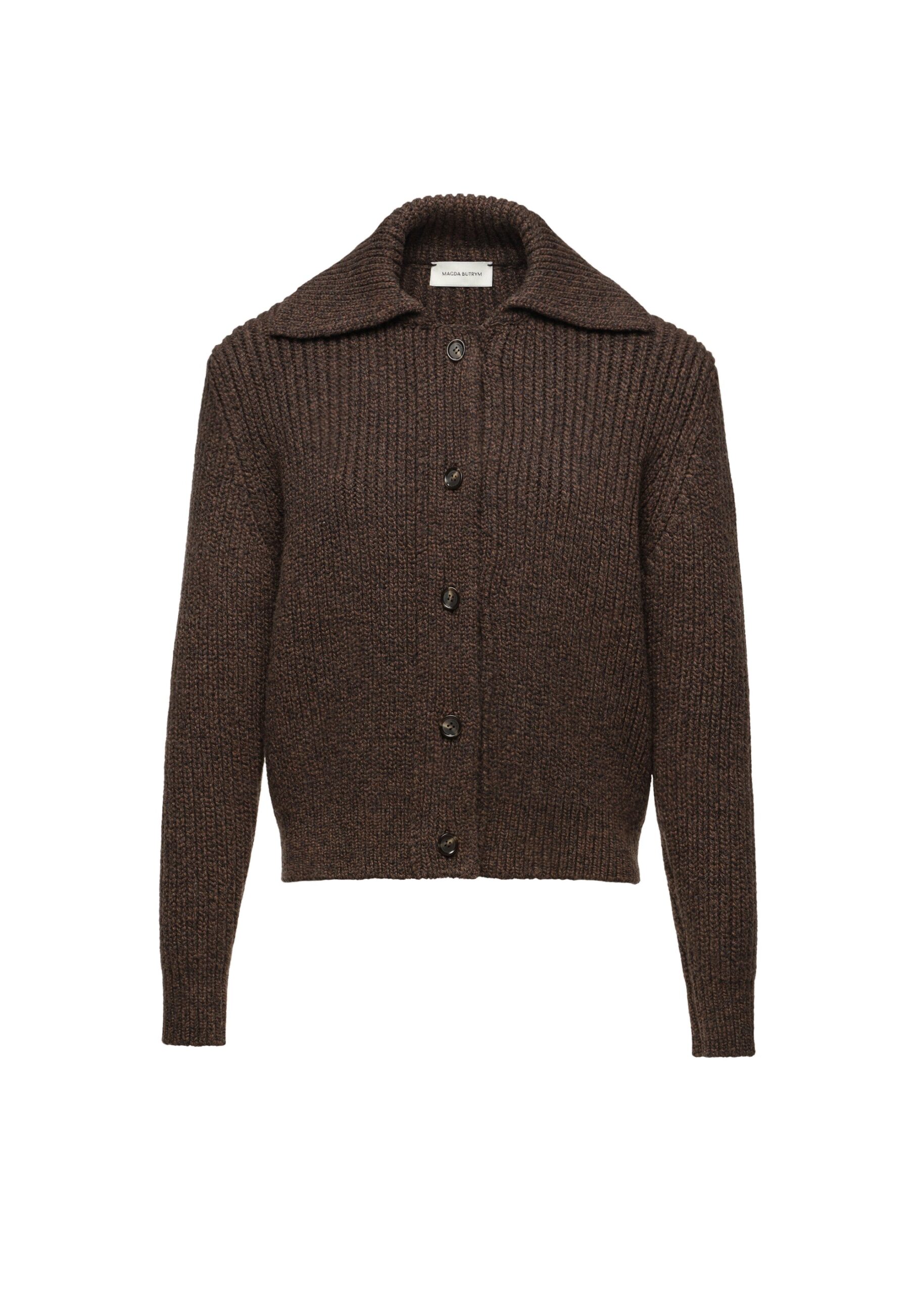 Magda Butrym Wool cardigan with collar in dark brown | Luxury Shoes Magda Butrym Wool cardigan with collar in dark brown