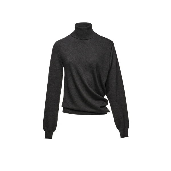 Wool draped turtleneck in grey