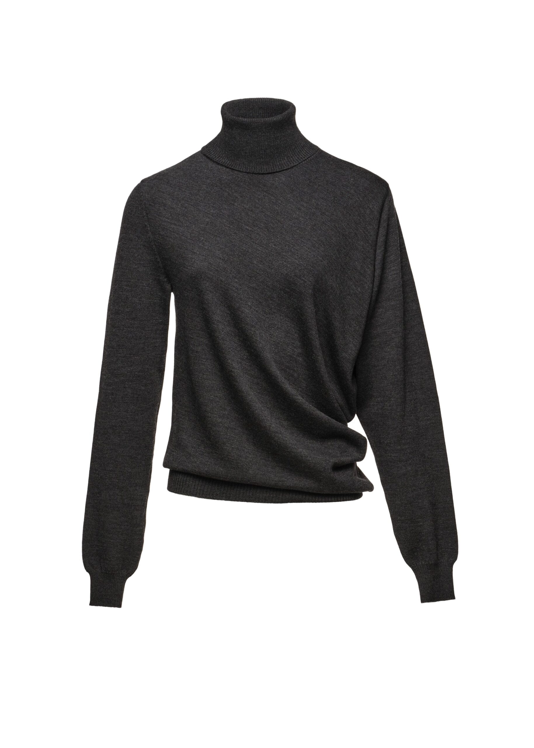 Magda Butrym Wool draped turtleneck in grey | Sweater at Luxury Shoes Magda Butrym Wool draped turtleneck in grey