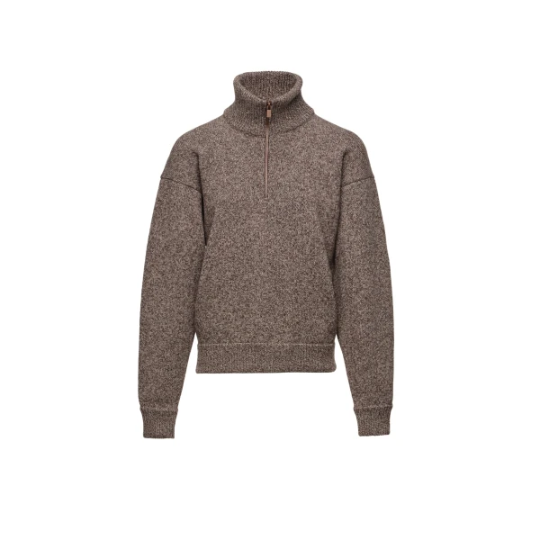 Wool half-zip sweater in brown