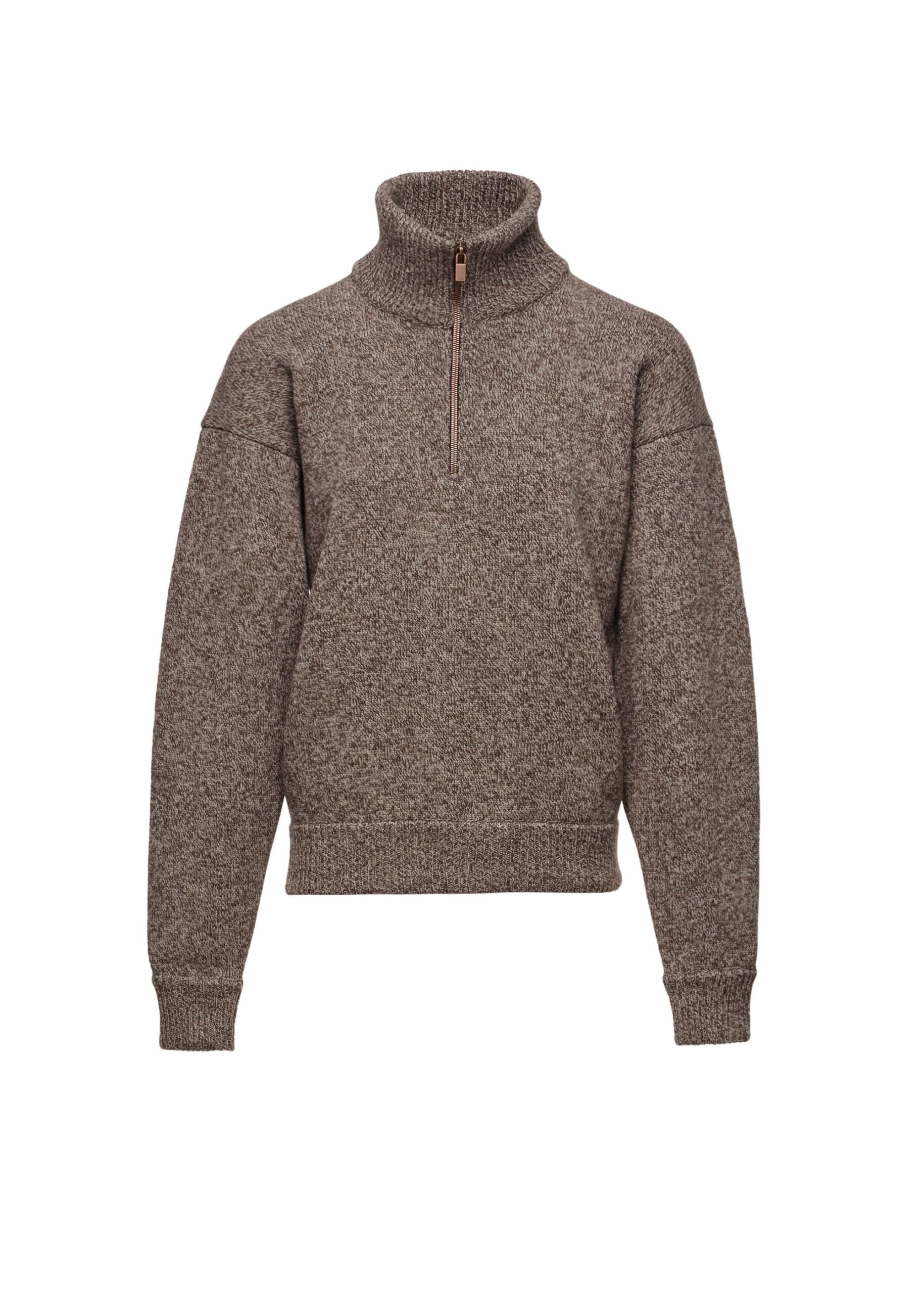 Magda Butrym Wool half-zip sweater in brown | Sweater at Luxury Shoes Magda Butrym Wool half-zip sweater in brown