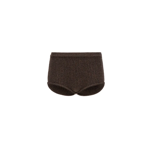 Wool knit shorts in dark brown