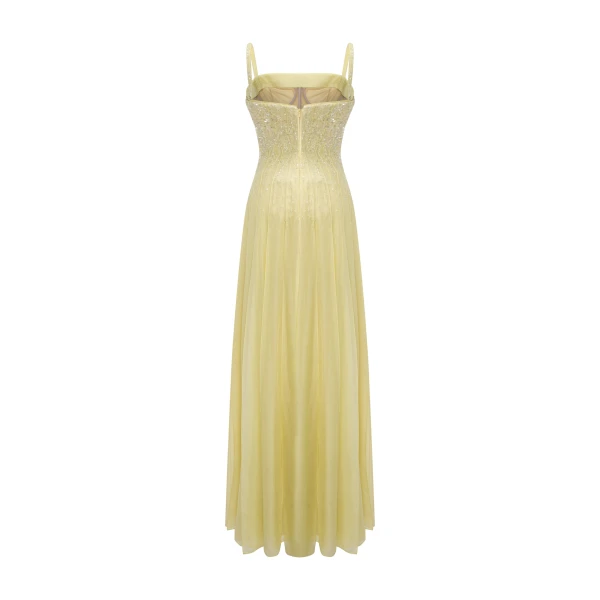 yellow silk chiffon dress