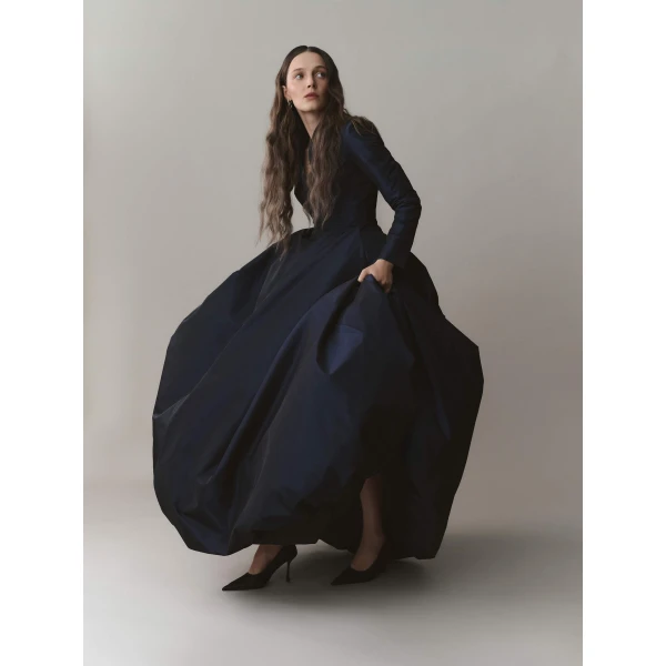 blue taffeta dress