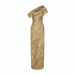 Marmar Halim Asymmetrical Brocade Dress With Wiring Outline And Piping Detail