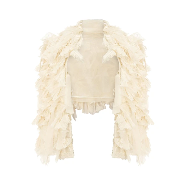Marmar Halim Cape Styled With Strapless Silk Georgette Pleated Dress