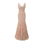 Marmar Halim Fish-Cut Pleated Lace Dress