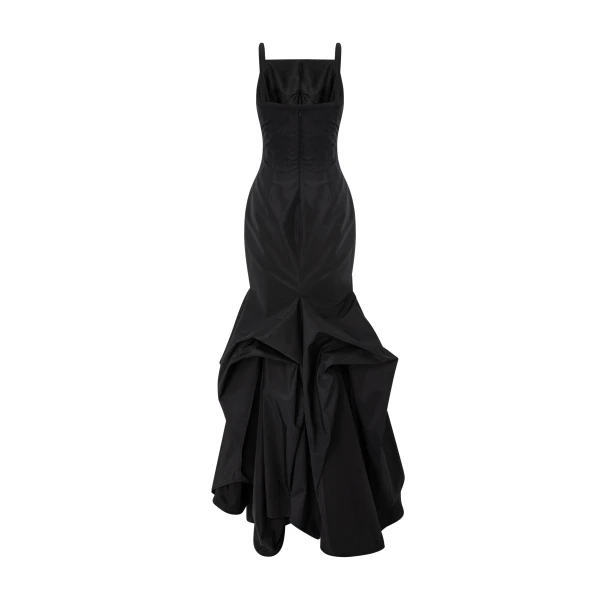 black taffeta dress