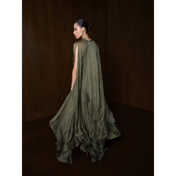 green chiffon dress