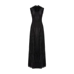 Marmar Halim High-Neck Pleated Lace Dress With Embroidered Detail