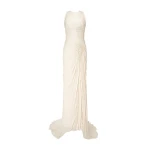 Marmar Halim High-Neck Pleated Satin Dress