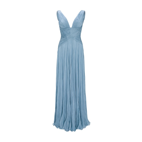 Marmar Halim Lettuce Hem Pleated Silk Gown