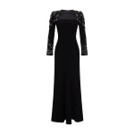 Marmar Halim Long-Sleeve Crepe Gown With Embodied Shoulder And Sleeve