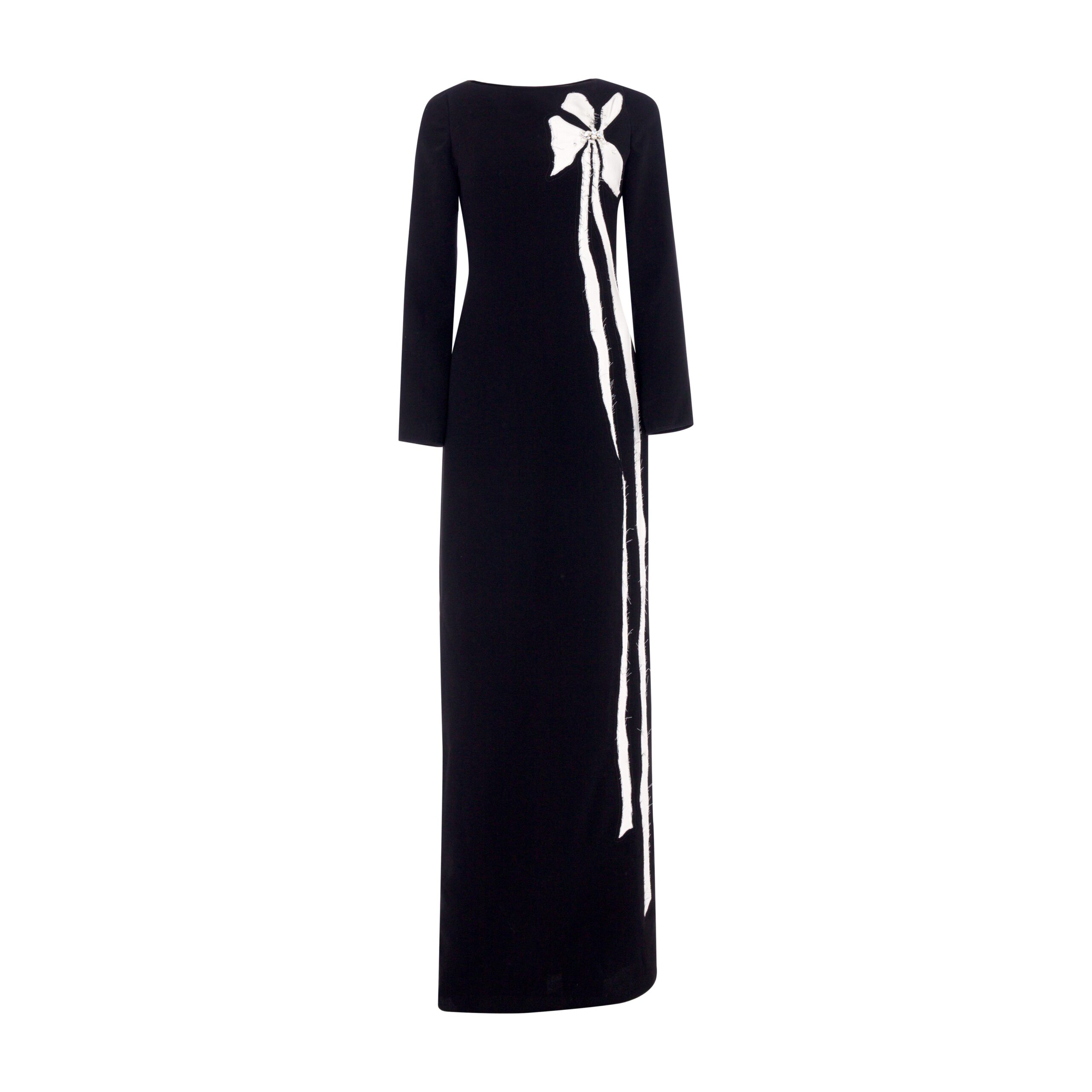 Marmar Halim Long Sleeve Crepe Gown With Flower Cutout Marmar Halim Long Sleeve Crepe Gown With Flower Cutout