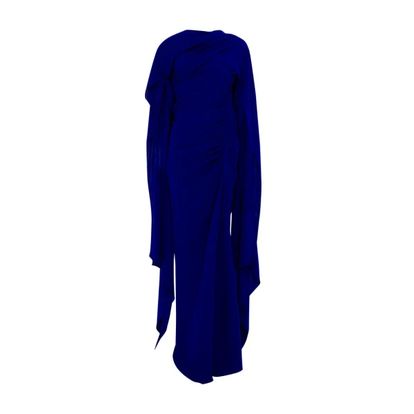 Marmar Halim Long Sleeve Draped Crepe Gown With Slit