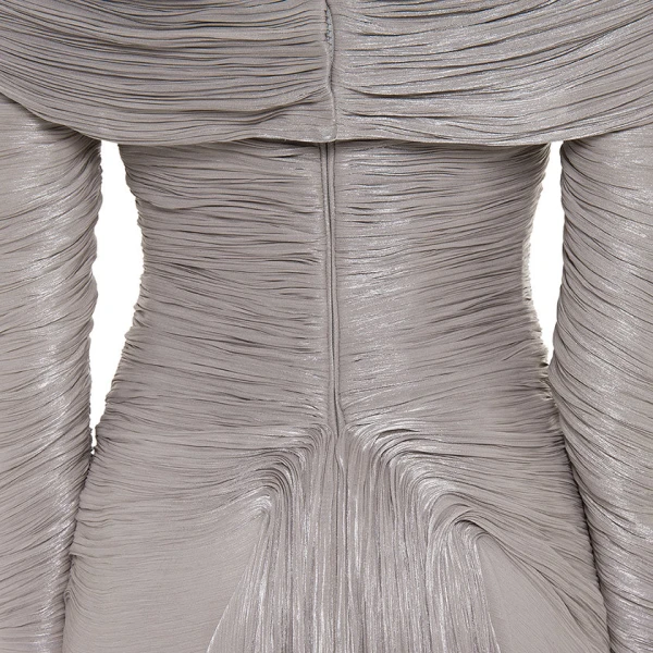 metallic silk dress
