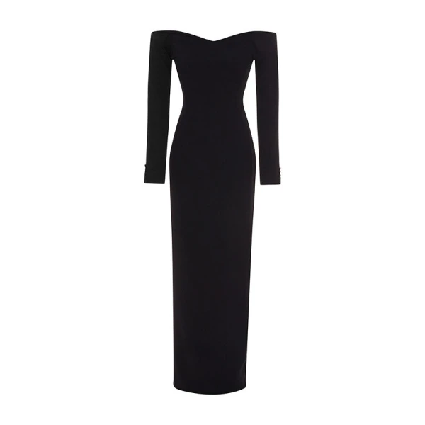 Marmar Halim Long Sleeves Crepe Gown