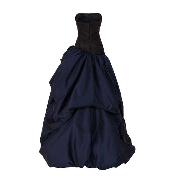 blue mikado taffeta dress