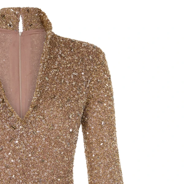 metallic embroidered cloth dress